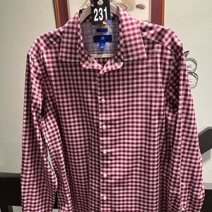 Egara Red and White Checkered Button Down Shirt NWOT #231